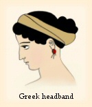 A Greek woman with hair arranged in a bun and wearing a headband