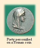 Piety personified on a Roman coin