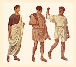 Roman men wearing the tunic and toga