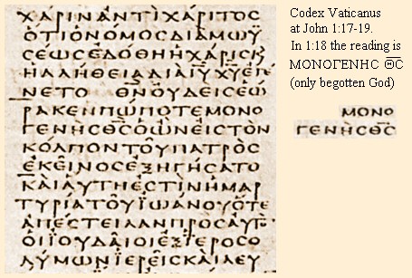 Codex Vaticanus at John 1:18