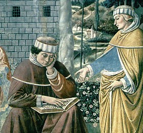 Augustine's conversion as depicted in a fresco by Benozzo Gozzoli (1465)