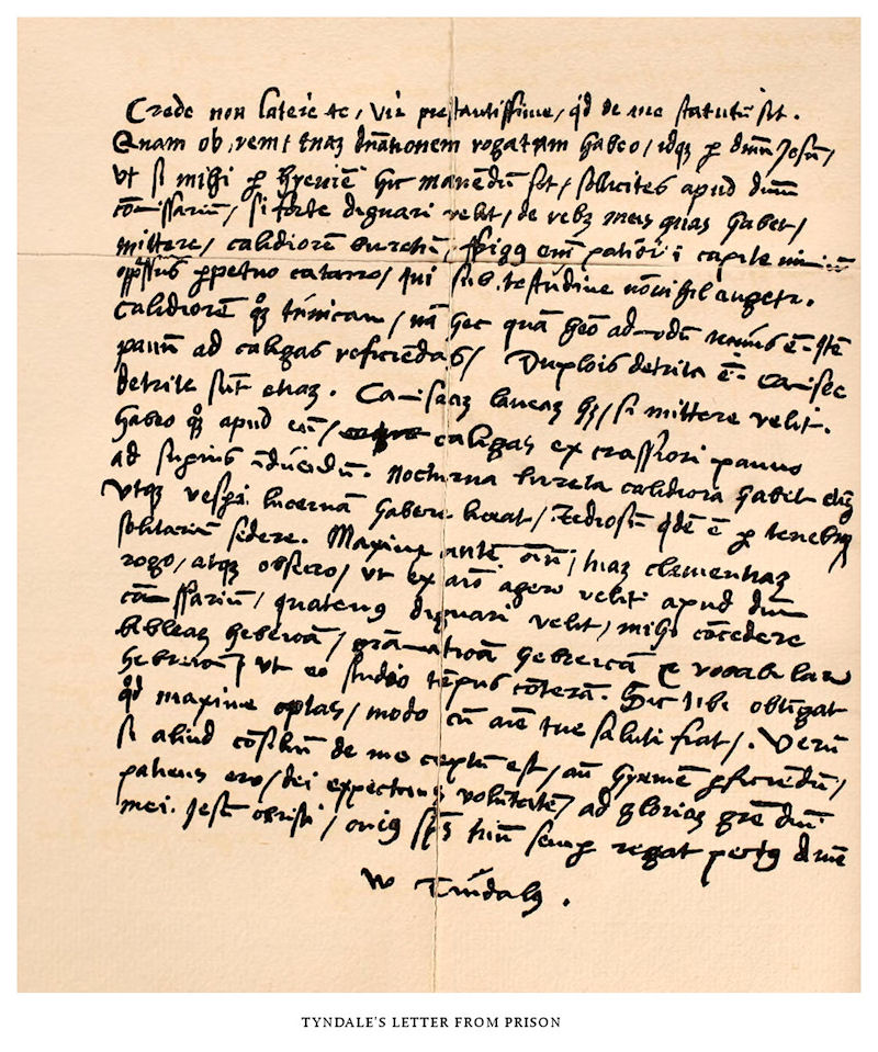 Tyndale's letter from prison